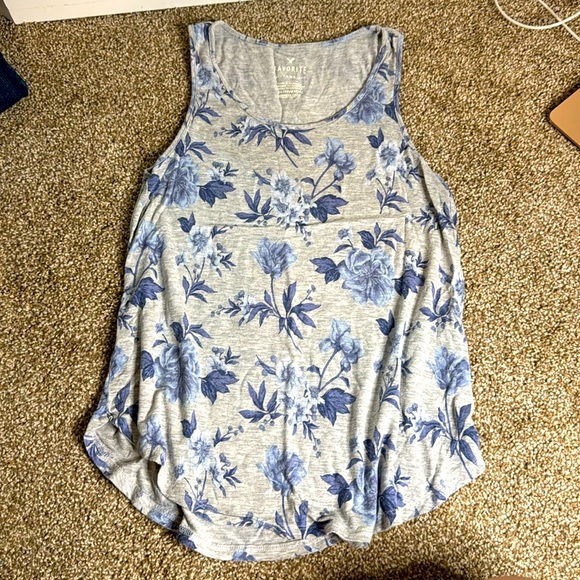 Blue & Grey Floral Tank Top - Picture 1 of 2